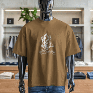 श्री गणेशाय नमः" Minimal Ganpati Brown Oversized T-Shirt